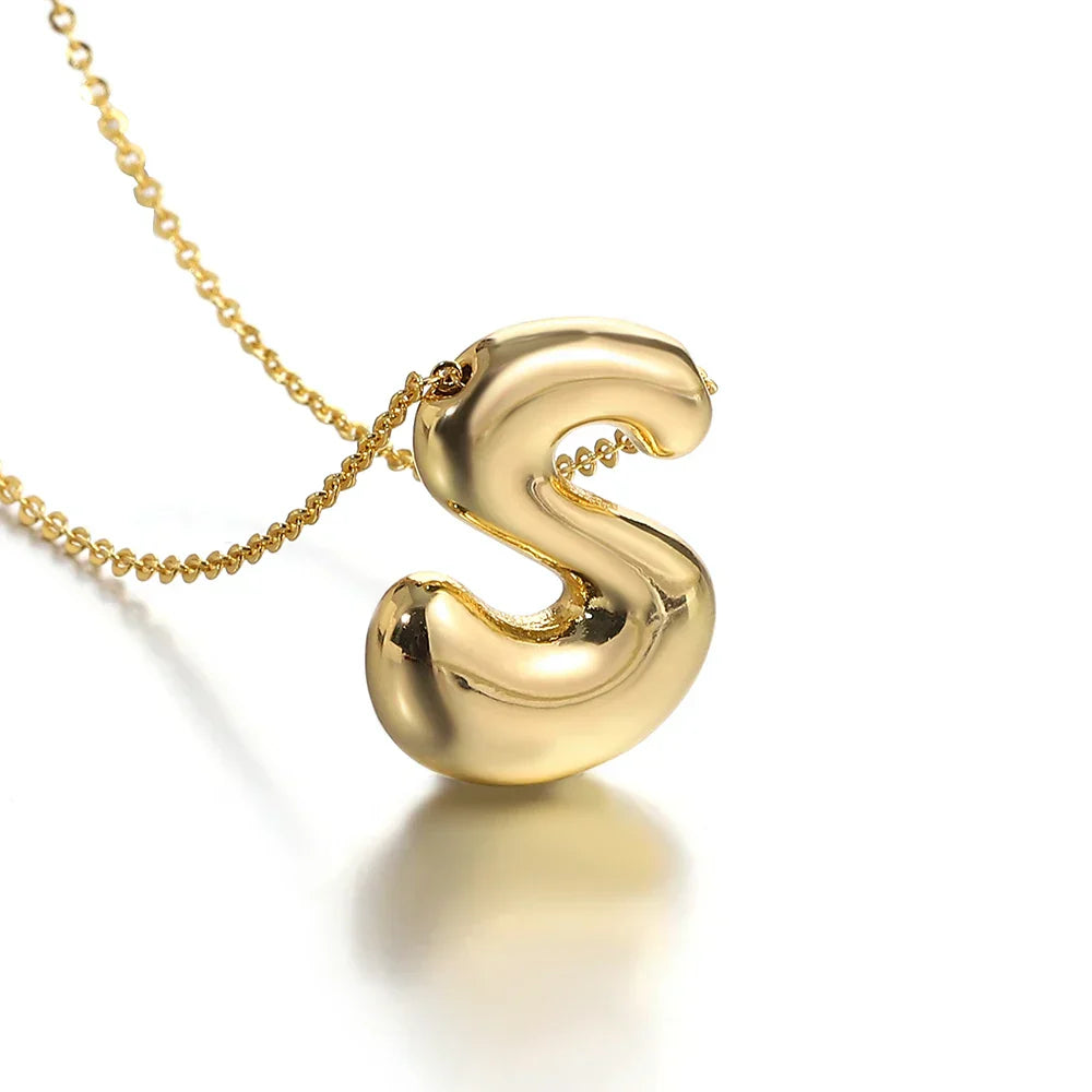 Balloon Bubble Initial Letter Necklaces
